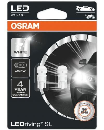 LED Автомобилни крушки Osram - LEDriving, SL, W5W, 1W, 2 броя, бели - 1