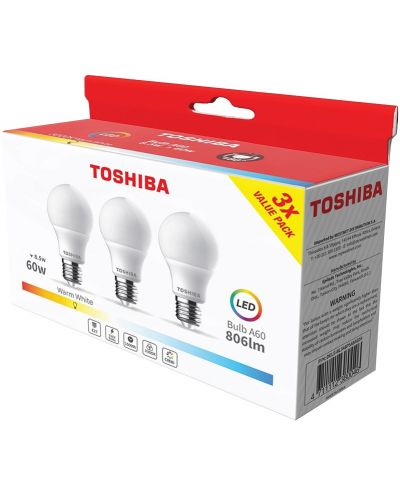 LED комплект крушки Toshiba - 8.5=60W, E27, 806 lm, 3000K - 2