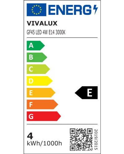 LED крушка Vivalux - GF45, E14, 4W, 3000K, филамент - 2