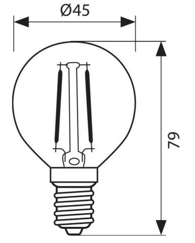 LED крушка Vivalux - GF45, E14, 4W, 3000K, филамент - 3
