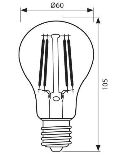 LED крушка Vivalux - AF60, E27, 6W, 3000K, филамент - 3