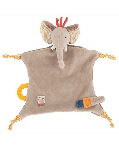 Мека играчка - кърпа Moulin Roty Les Papoums - Слон, 28 cm - 1
