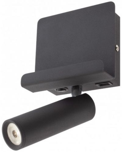 LED Аплик с ключ Smarter - Panel 01-3084, USB, IP20, 3.5W, черен мат - 1