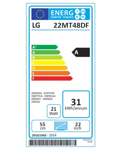 LG 22MT48DF-PZ, 21.5" IPS, Wide LED non Glare, 5ms GTG, 1000:1, 5000000:1 DFC, 250cd/m2, 1920x1080, HDMI, Scart, TV Tuner DVB-/T/C (MPEG4), Speaker, USB 2.0/Cloning, Hotel Mode, CI slot, Black - 7