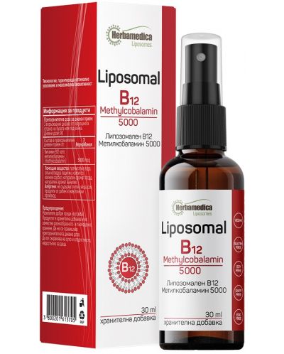 Liposomal B12 Methylcobalamin 5000, 30 ml, Herbamedica - 1