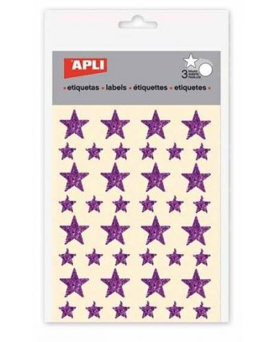 Комплект стикери Apli - Звездички, лилав звезден прах, 3 листа - 1
