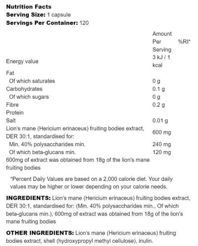 Lion's Mane, 600 mg, 60 капсули, Osavi - 4