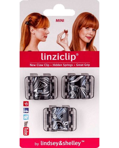 LinziClip Mini Щипка за коса, арт сребро, 3 броя - 1