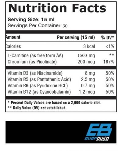 Liquid L-Carnitine + Chromium, малина, 450 ml, Everbuild - 2