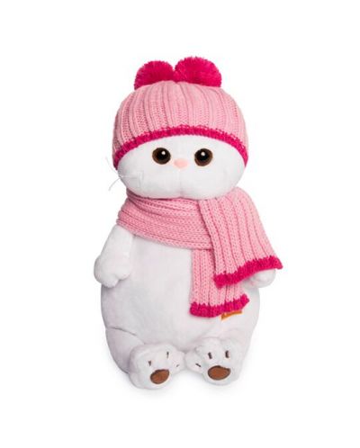 Плюшена играчка Budi Basa - Коте Ли-Ли, с розови шапка и шал, 24 cm - 1