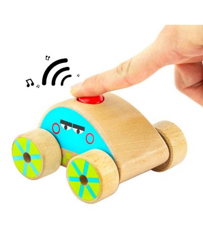 Дървена играчка за бутане Lucy&Leo - Многоцветна, със звуци - 4