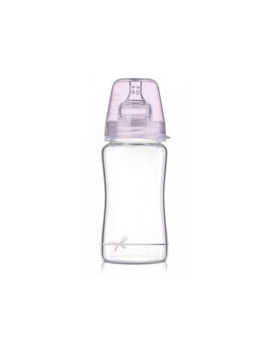 Шише Lovi - Baby Shower, стъклено, 250 ml, 3 м+, розово - 1