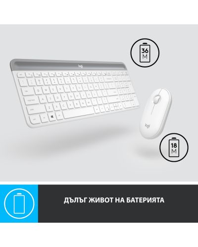 Комплект мишка и клавиатура Logitech - Combo MK470, безжичен, бял - 7