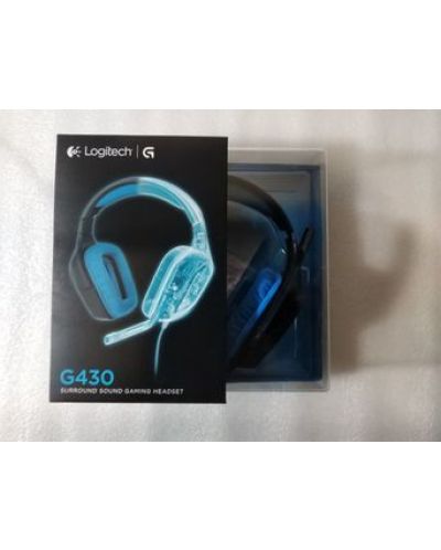 Гейминг слушалки Logitech G430 - 7.1 Surround, черни/сини (разопакован) - 3