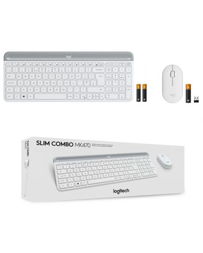 Комплект мишка и клавиатура Logitech - Combo MK470, безжичен, бял - 3