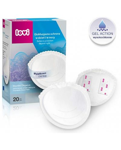 Подплънки за кърма Lovi - Discreet elegance, 20 броя, бели