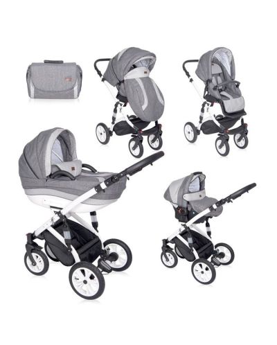 Lorelli Комбинирана количка MIA 3in1 с кош за новородено LIGHT&amp;DARK GREY