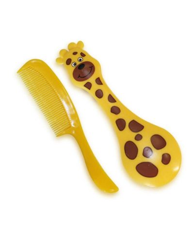 Комплект гребен и четка Lorelli Baby Care - Жираф, жълти