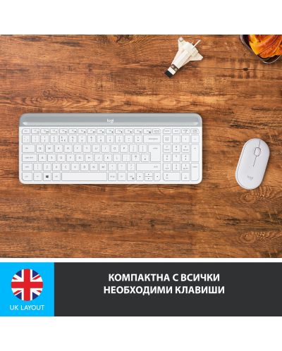 Комплект мишка и клавиатура Logitech - Combo MK470, безжичен, бял - 4