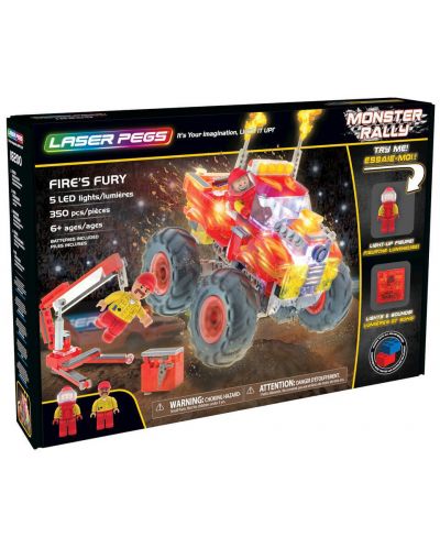 Светещ конструктор Laser Pegs Monster Rally - Огнена ярост - 1