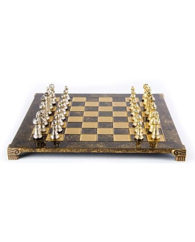Луксозен шах Manopoulos - Staunton, кафяво и златисто, 44 x 44 cm - 2