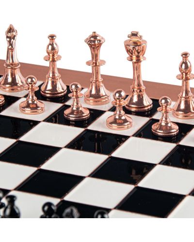 Луксозен шах Manopoulos - Staunton, черно и мед, 36 х 36 - 5