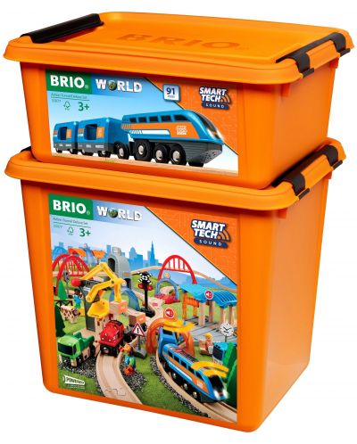 Луксозен детски комплект Brio World - Влакчета, релси и тунели, Smart Tech Sound - 10