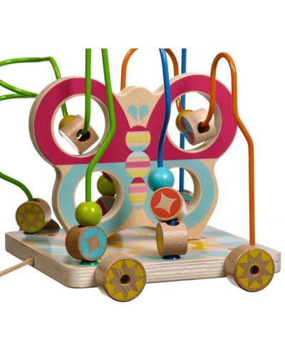 Дървена играчка за дърпане Lucy&Leo - Спирала с дървени мъниста, пеперуда - 4