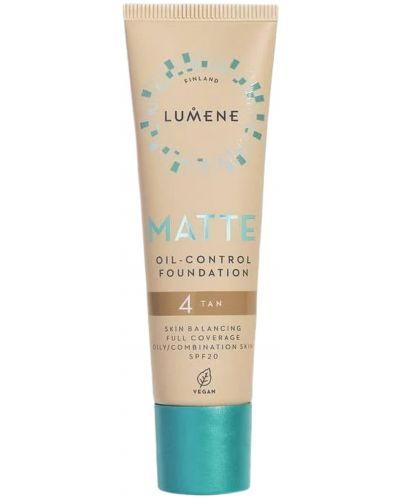 Lumene Дълготраен фон дьо тен Matte Oil Control, 04 Tan, SPF20, 30 ml - 1