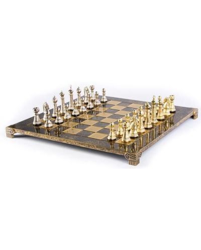 Луксозен шах Manopoulos - Staunton, кафяво и златисто, 44 x 44 cm - 3