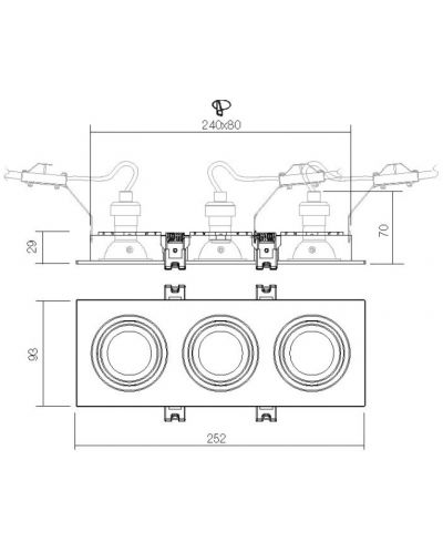 Луна за вграждане Smarter - PT03 70394, IP20, GU10, 3x50W, бял мат - 2