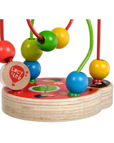Дървена играчка Lucy&Leo - Спирала с дървени мъниста, калинка - 5