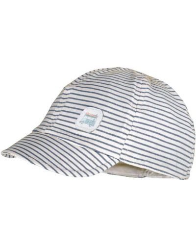 Лятна шапка с козирка Maximo - Бяла със сини черти, размер 45, 9-12 м - 1