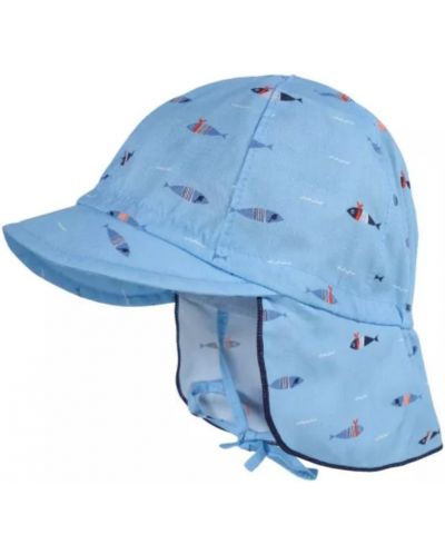 Лятна шапка Maximo - Риби, синя, UPF50+, размер 47, 12-18 м - 1