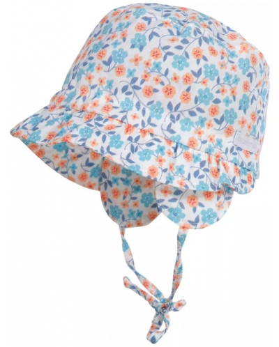 Лятна шапка с периферия UPF50+ Maximo - Цветя, синя, размер 45, 9-12 м - 1