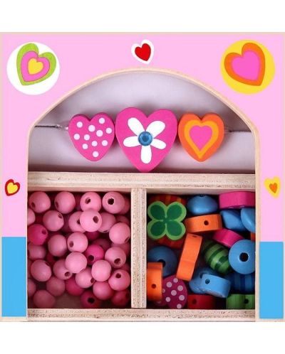 Дървени мъниста Woody - В розова кутия - 1