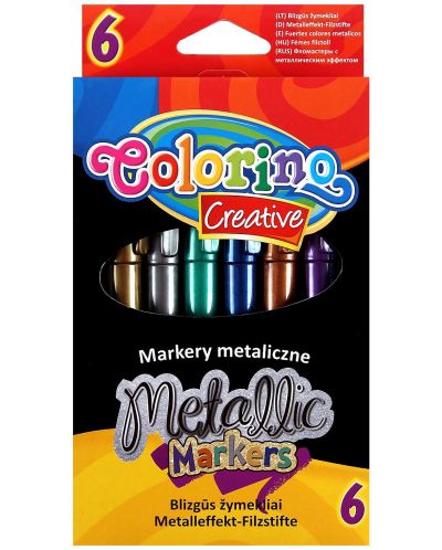 Маркери Colorino Creative - 6 цвята, металик - 1