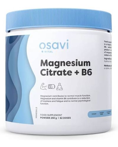 Magnesium Citrate + B6 Powder, 250 g, Osavi - 1