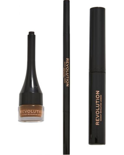Makeup Revolution Комплект за вежди Builder Kit, Ash Brown, 3 броя - 1