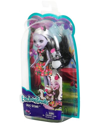 Кукличка и животинче Enchantimals от Mattel – Сейдж Скункси със скунксчето Кейпър - 4