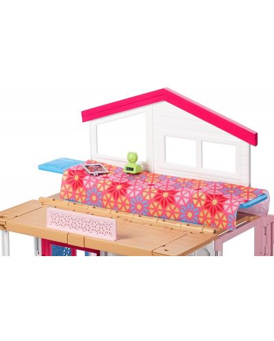 Двуетажна къща на Barbie от Mattel – Обзаведена, с дръжка за носене - 3