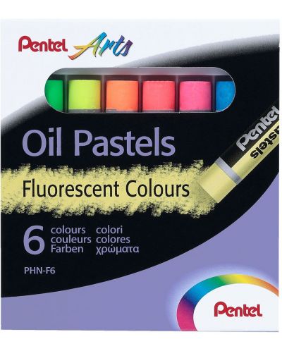 Маслени пастели Pentel Arts - Fluo, 6 цвята - 1