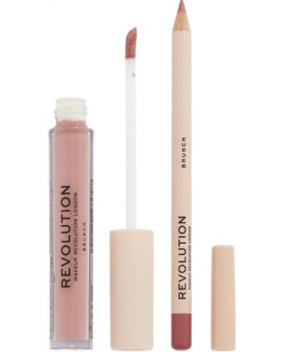 Makeup Revolution Kомплект за устни - Червило и Молив Brunch, 3 ml + 1 g - 2
