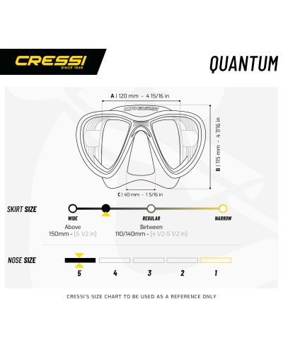 Маска за гмуркане Cressi - Quantum, черна/жълта - 2