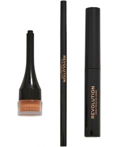 Makeup Revolution Комплект за вежди Builder Kit, Medium Brown, 3 броя - 1