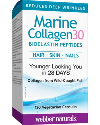 Marine Collagen30 Bioelastin Peptides, 120 капсули, Webber Naturals - 1