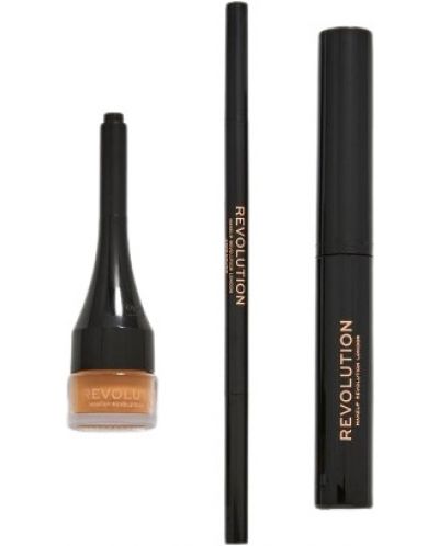 Makeup Revolution Комплект за вежди Builder Kit, Light Brown, 3 броя - 1