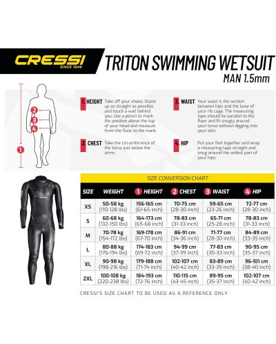 Мъжки неопренов костюм Cressi - Triton Man, 1.5 mm , черен/зелен - 9