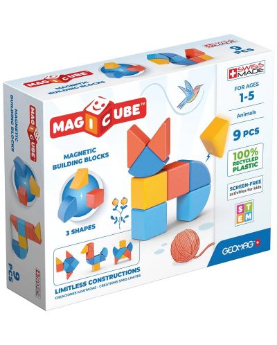 Магнитни кубчета Geomag - Magicube Животни, 9 части - 1