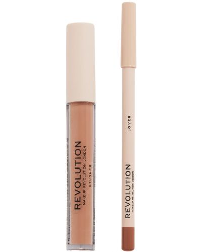 Makeup Revolution Kомплект за устни - Червило и Молив Lover, 3 ml + 1 g - 1